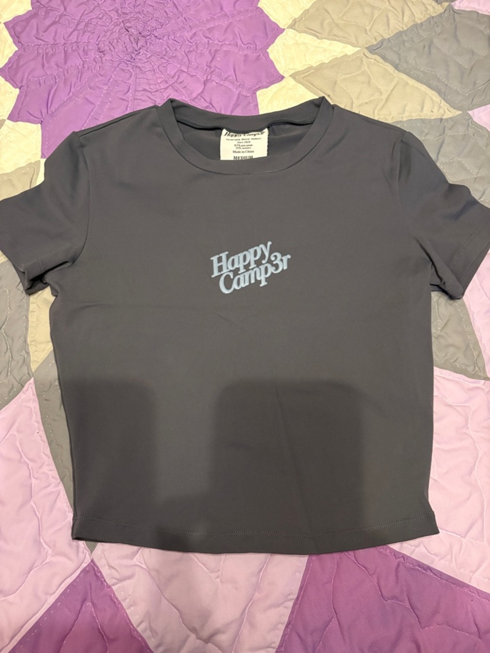 Happy Camp3r Gray Crop Tee
